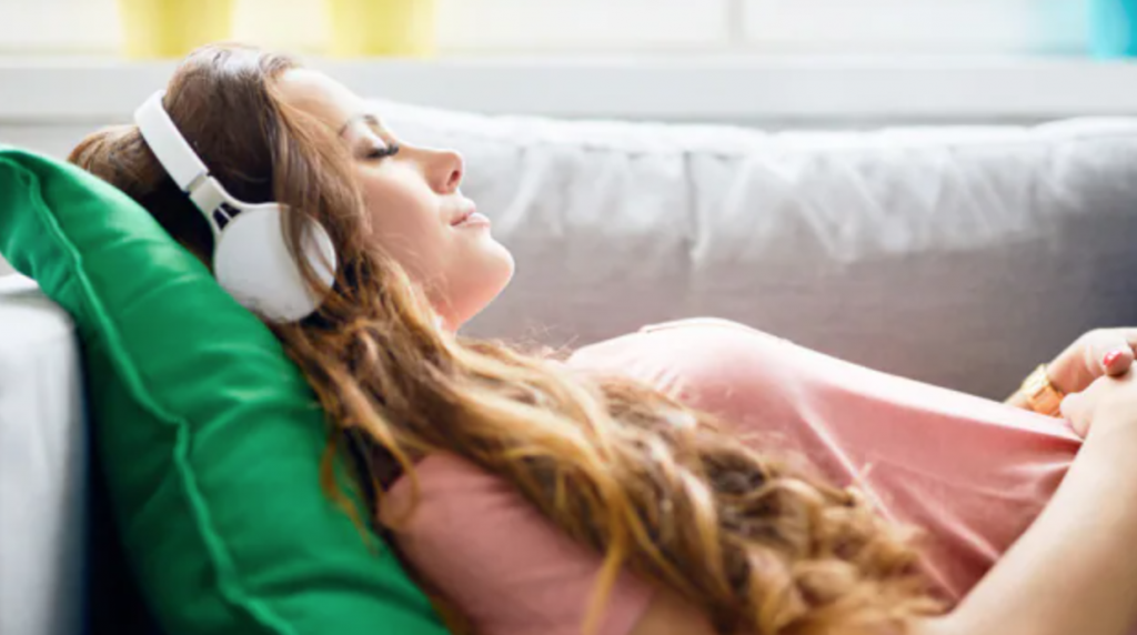 woman maintaining mental and physical health by resting