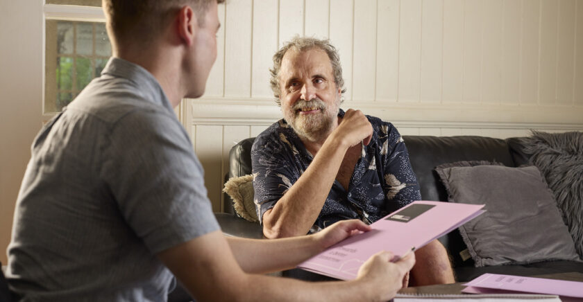 Brett chatting with his support worker