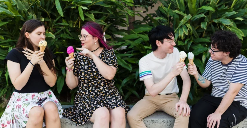 Friends eating ice cream together