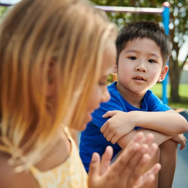 Young kids talking to each other