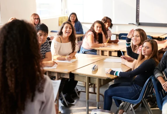 School students at desk