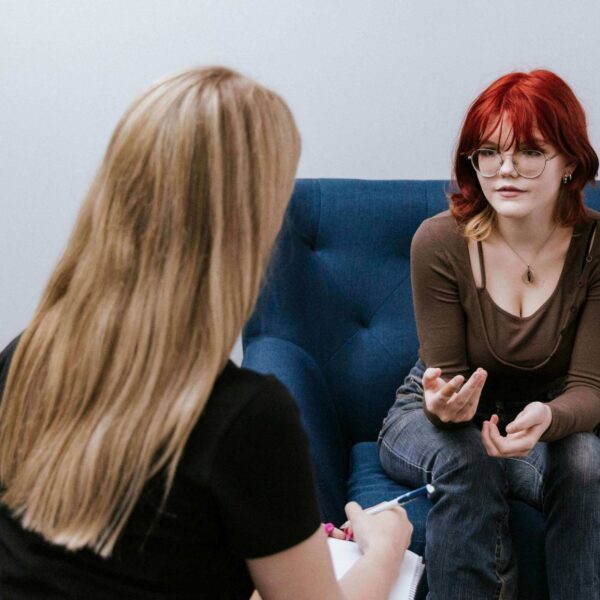 A therapist and client talking