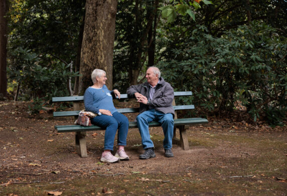 two people park bench
