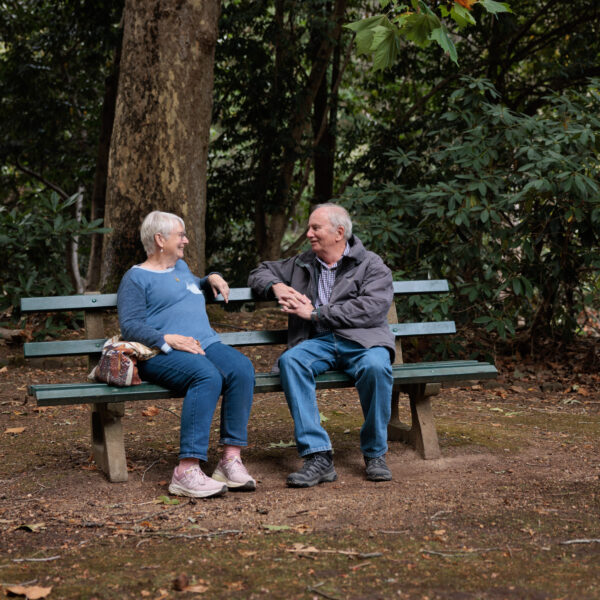 two people park bench
