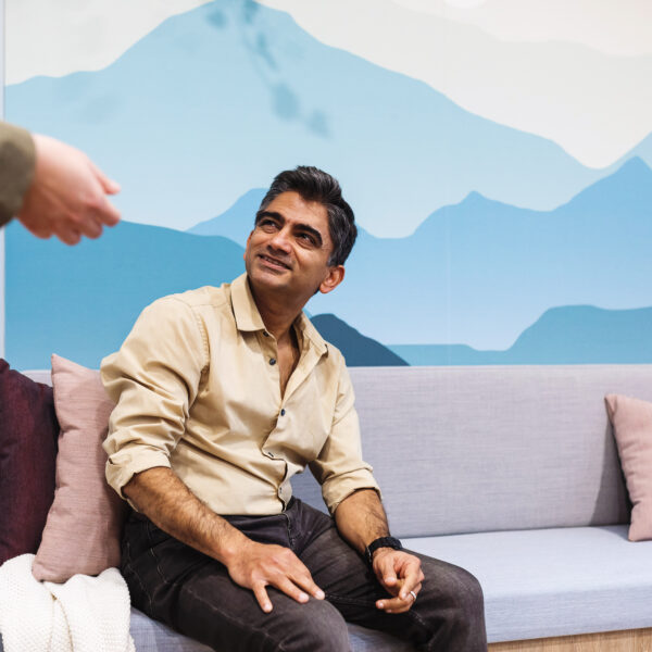 Client is greeted in waiting room