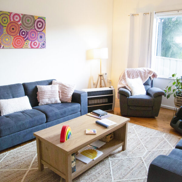 The communal area at safe haven has comfy couches and activities