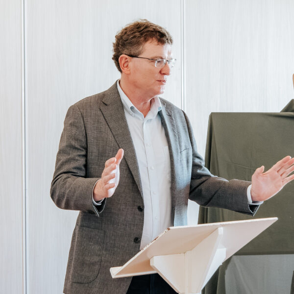 Politician Andrew Gee, speaker on the podium