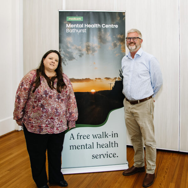 Members of Primary Health Network alongside the Bathurst pull up banner
